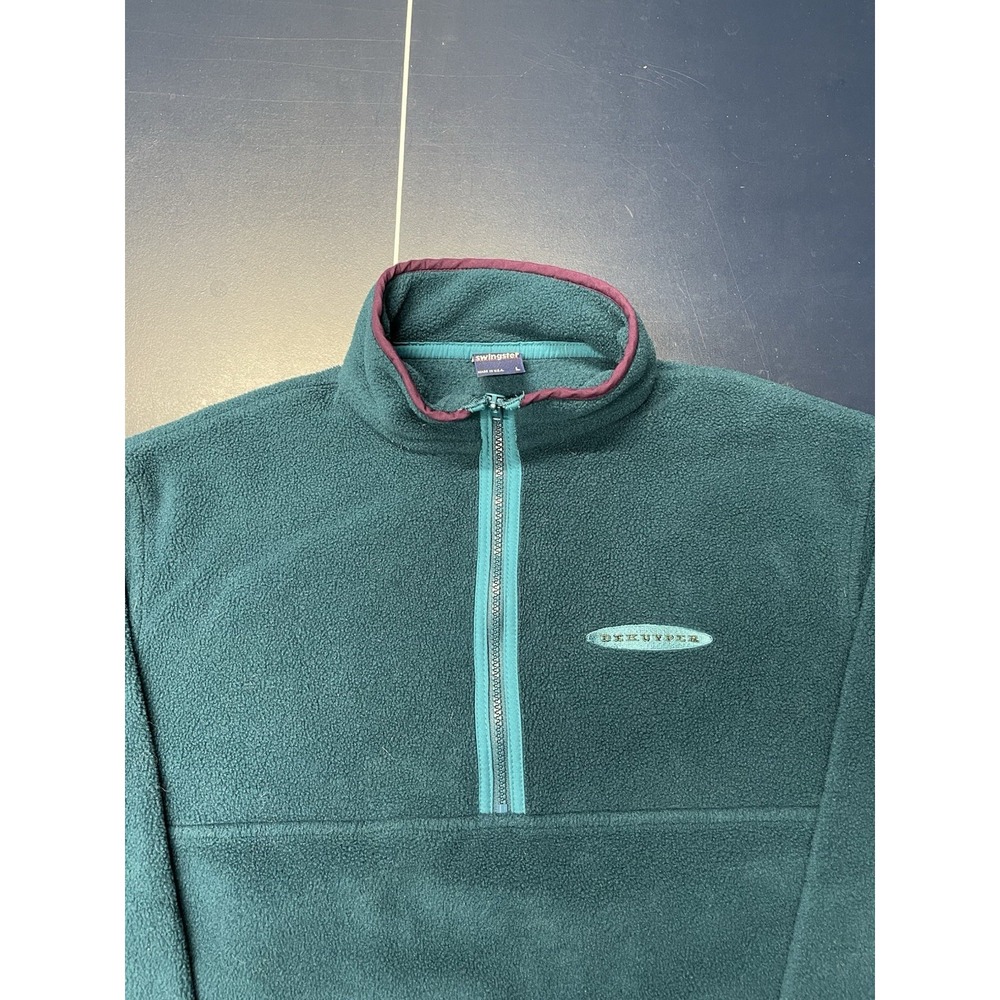 Vintage Swingster Teal Fleece 1/4 Zip Pullover L DeKuyper - Picture 2 of 7
